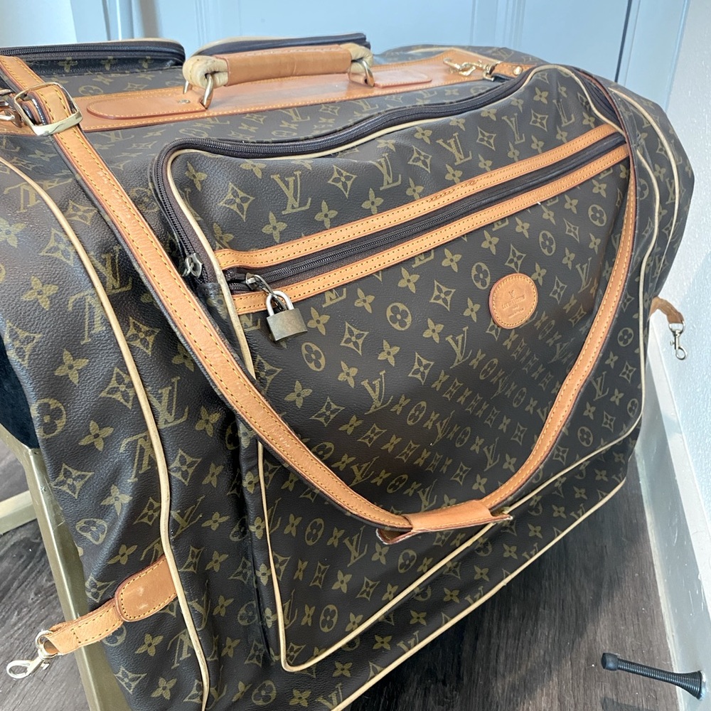 Vintage Louis Vuitton Monogram Travel Bag in Brown and Gold